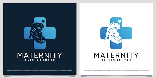 Plantilla de diseño de logotipo de clínica de maternidad para mamá y bebé con concepto de elemento creativo