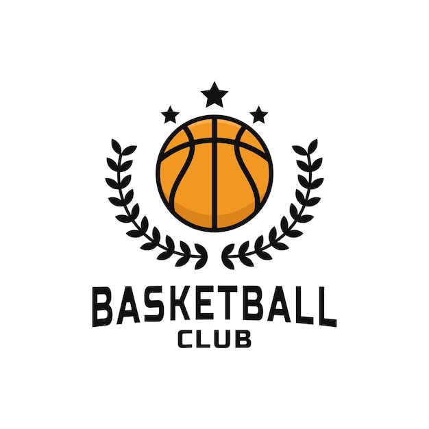 Plantilla de diseño del logotipo del club de baloncesto con baloncesto para equipos deportivos