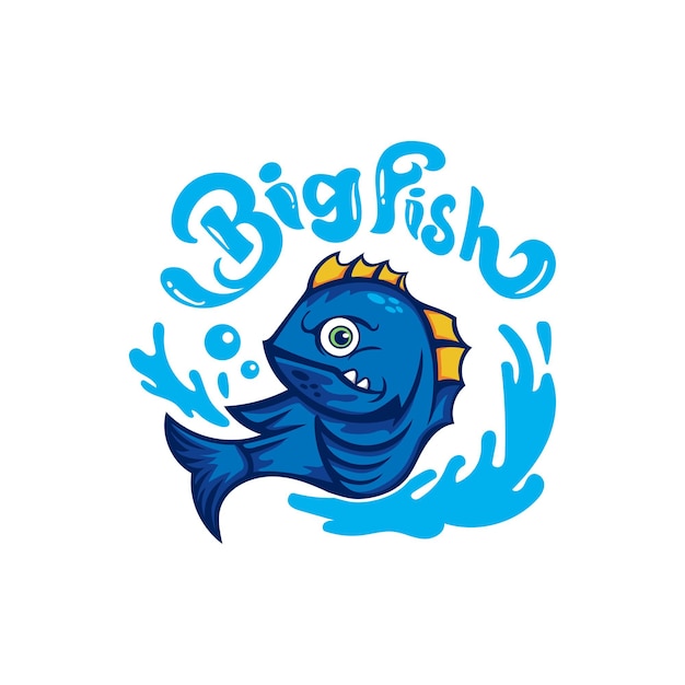 Plantilla de diseño de logotipo de club de equipo de pesca de anzuelo grande