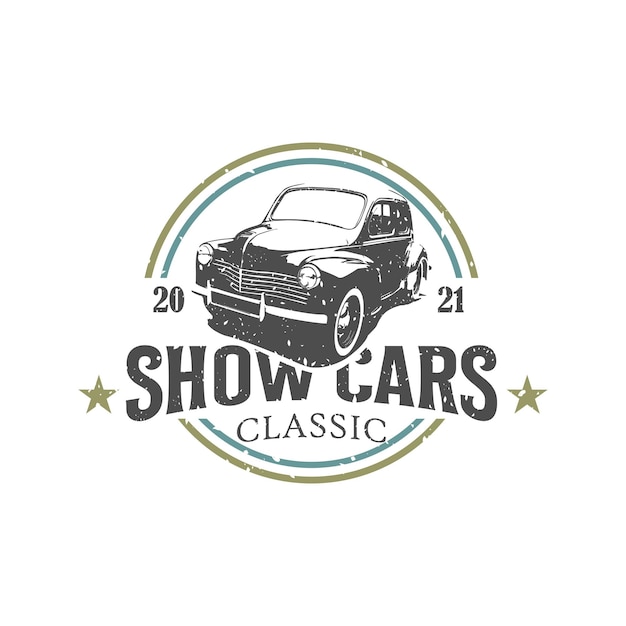 Plantilla de diseño de logotipo de coche retro clásico o vintage estilo vintage