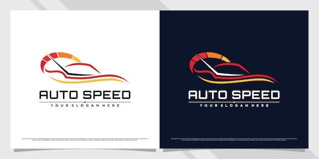 Plantilla de diseño de logotipo de coche de velocidad con ilustración de rpm Vector Premium