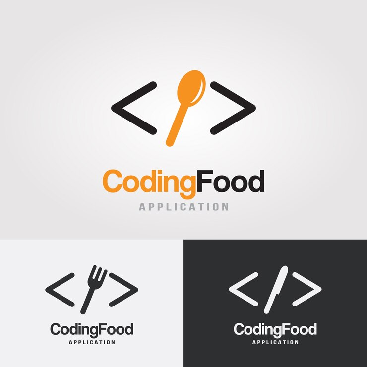 Plantilla de diseño de logotipo de codificación de alimentos