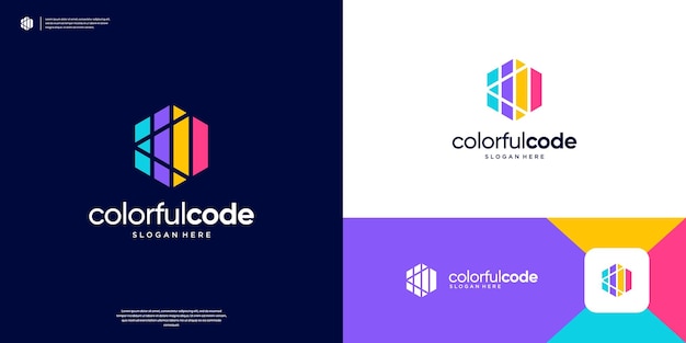 plantilla de diseño de logotipo de codificación colorida