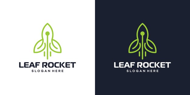 plantilla de diseño de logotipo de cohete con diseño de hoja de naturaleza ilustración gráfica vectorial icono de símbolo creativo