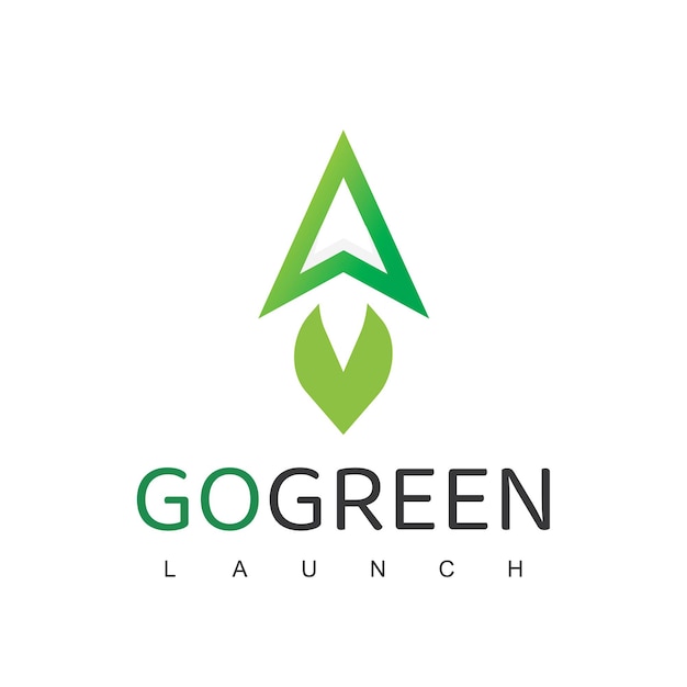 Plantilla Diseño Logotipo Cohete Con Reforestación Naturaleza Go Concepto Logotipo