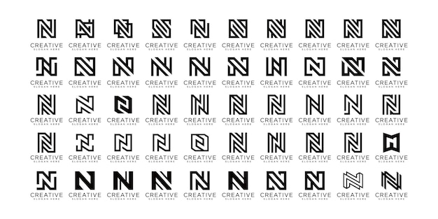 Plantilla de diseño del logotipo de la colección de la letra inicial n