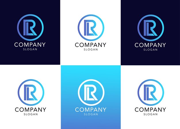 Plantilla de diseño de logotipo de colección monograma iniciales lr