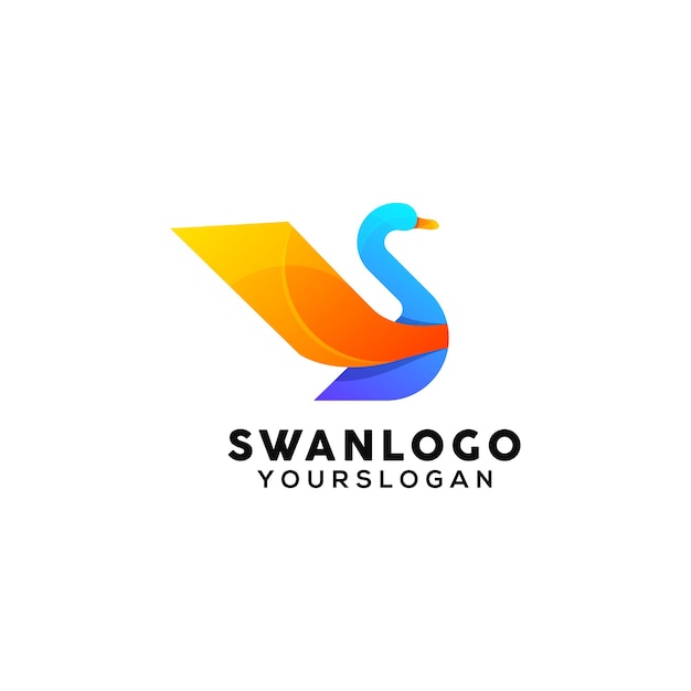 Plantilla de diseño de logotipo colorido cisne