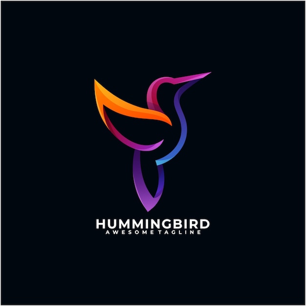 Plantilla de diseño de logotipo colorido colibrí