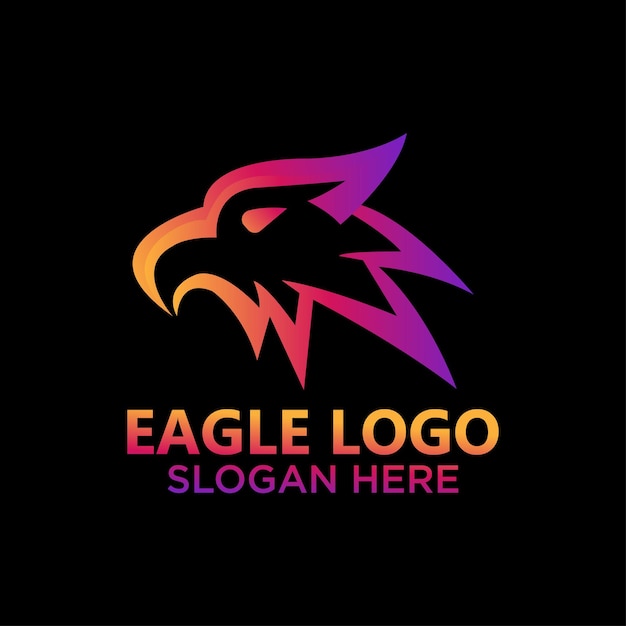 Plantilla de diseño de logotipo colorido degradado de cabeza de águila