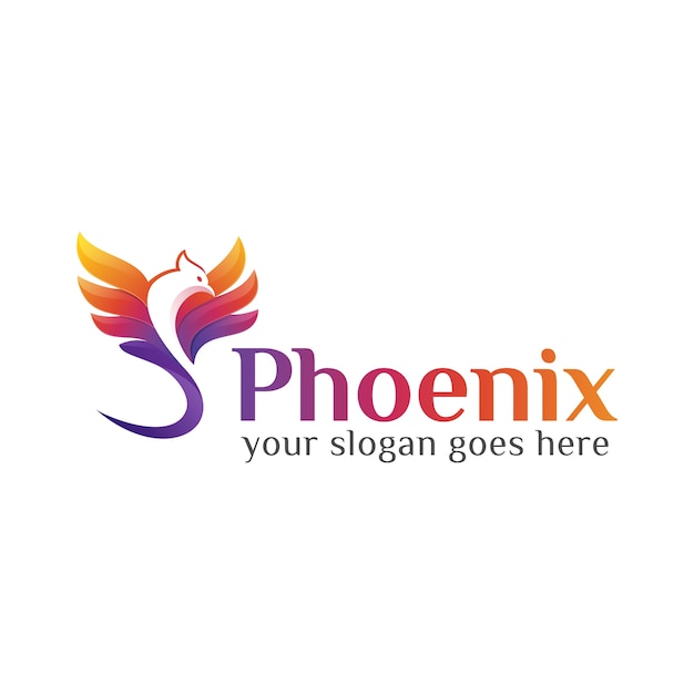 Plantilla de diseño de logotipo colorido fly phoenix o eagle