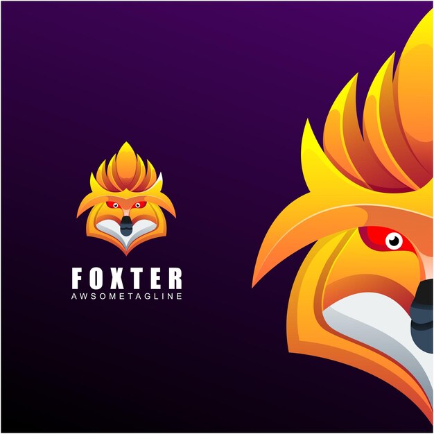 plantilla de diseño de logotipo colorido foxter