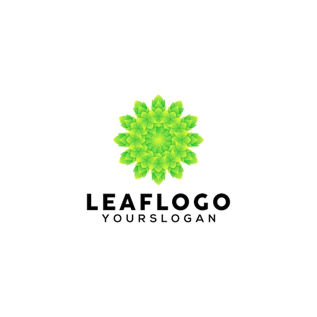 Plantilla de diseño de logotipo colorido de hoja