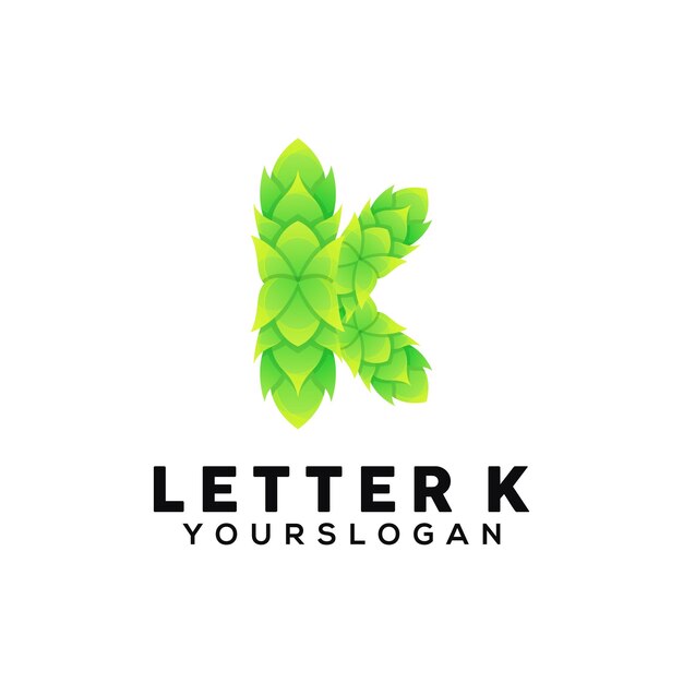 Vector plantilla de diseño de logotipo colorido letra k hoja