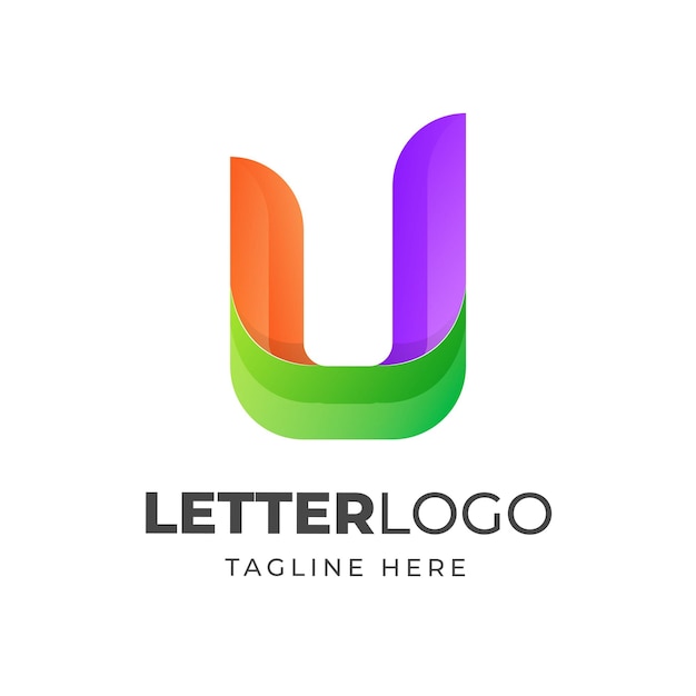 Plantilla de diseño de logotipo colorido letra u