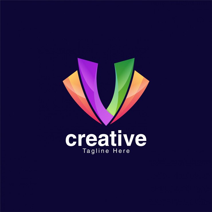 Vector plantilla de diseño de logotipo colorido letra v