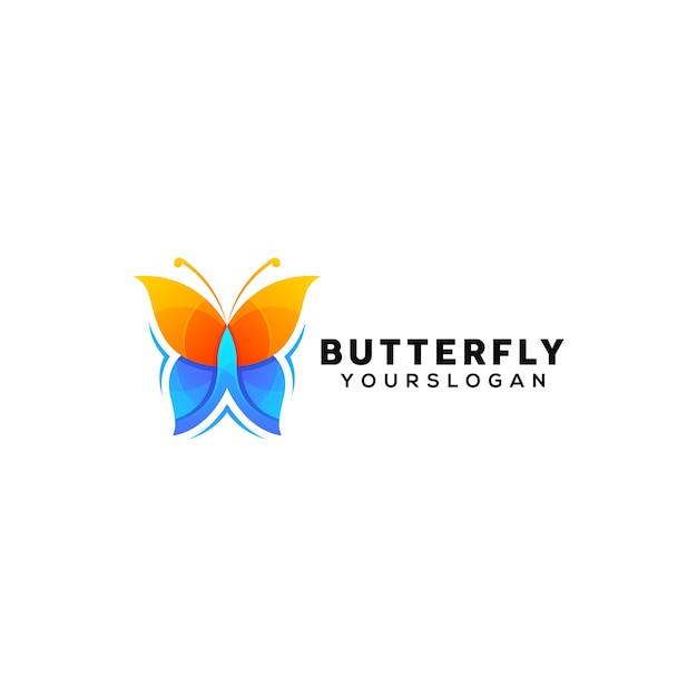 Plantilla de diseño de logotipo colorido mariposa