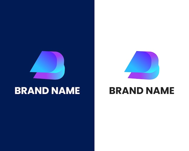 Plantilla de diseño de logotipo colorido moderno letra d y b