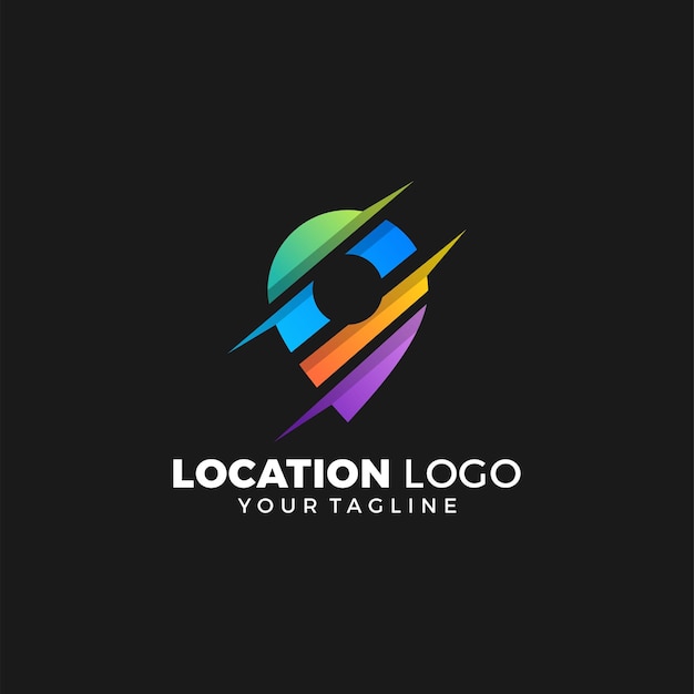 Plantilla de diseño de logotipo colorido de ubicación impresionante