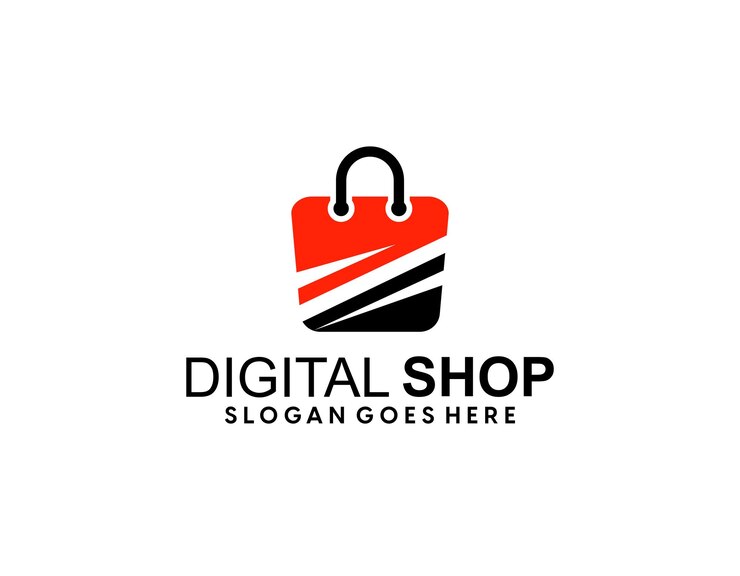 Vector plantilla de diseño de logotipo de compras en línea conceptos de cursor de mouse y carrito de logotipo de compras digitales