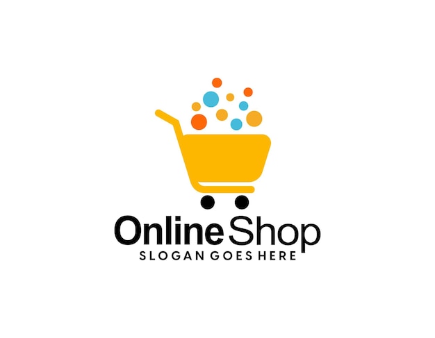 Plantilla de diseño de logotipo de compras en línea cursor de mouse de estilo simple y minimalista con conceptos de bolsa