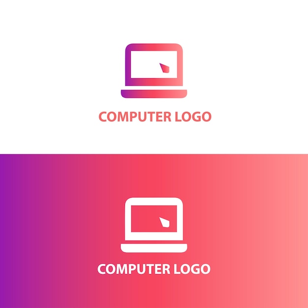 Vector plantilla de diseño de logotipo de computadora gradient