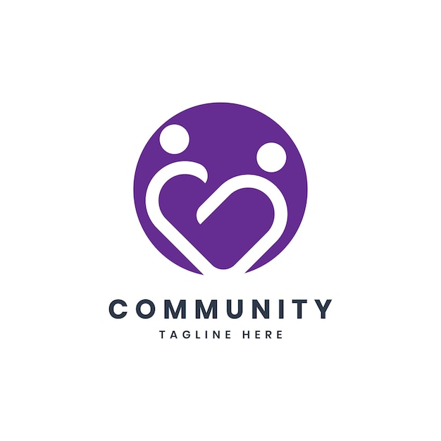 plantilla de diseño de logotipo de la comunidad dos personas en forma de corazón