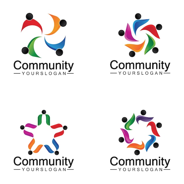 Plantilla de diseño de logotipo de la comunidad para equipos o gruposdiseño de iconos sociales y redes