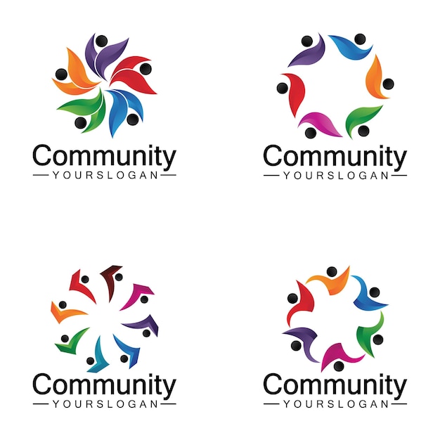 Plantilla de diseño de logotipo de la comunidad para equipos o gruposdiseño de iconos sociales y redes