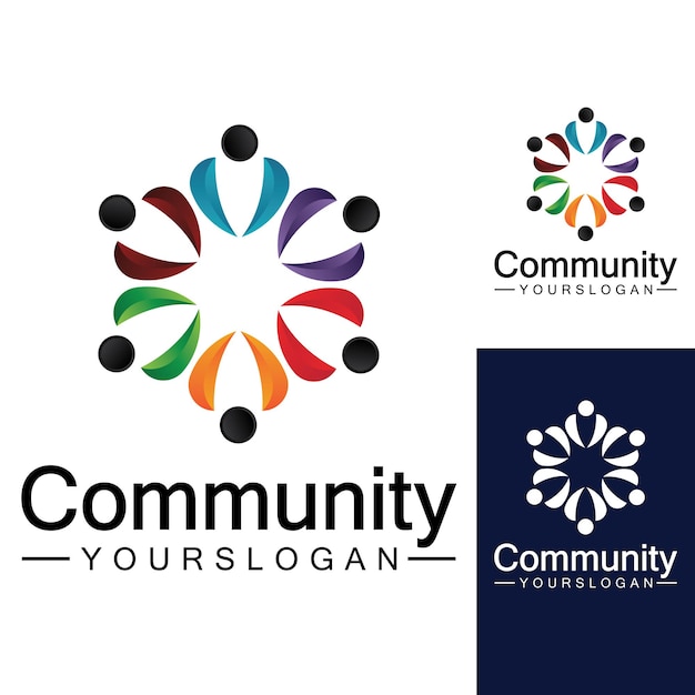 Plantilla de diseño de logotipo de la comunidad para equipos o gruposdiseño de iconos sociales y redes