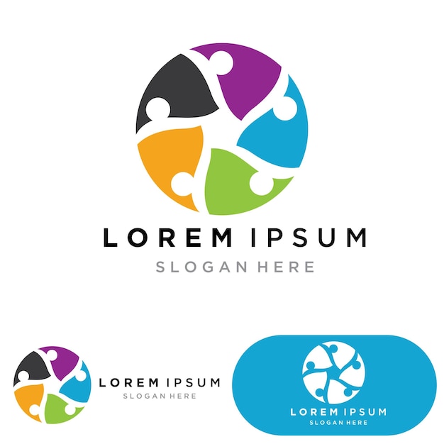 Plantilla de diseño de logotipo de la comunidad para equipos o gruposdiseño de iconos sociales y redes