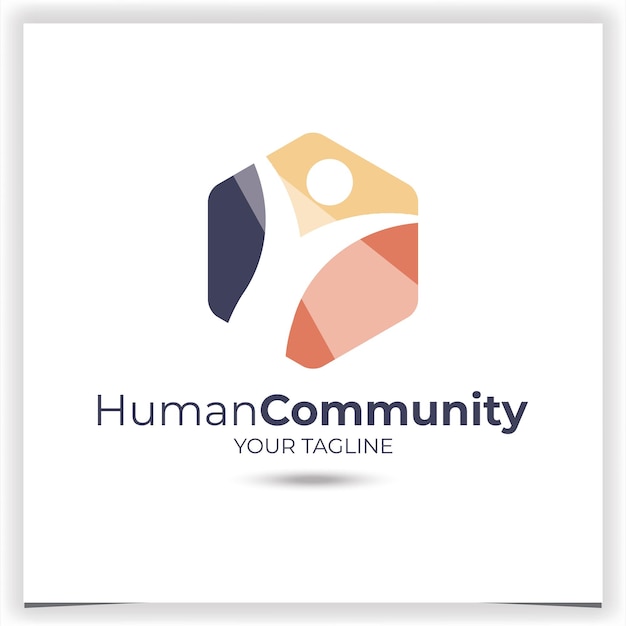 Plantilla de diseño del logotipo de la comunidad humana de vectores