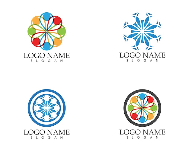 Plantilla de diseño de logotipo de comunidad personas cuidado