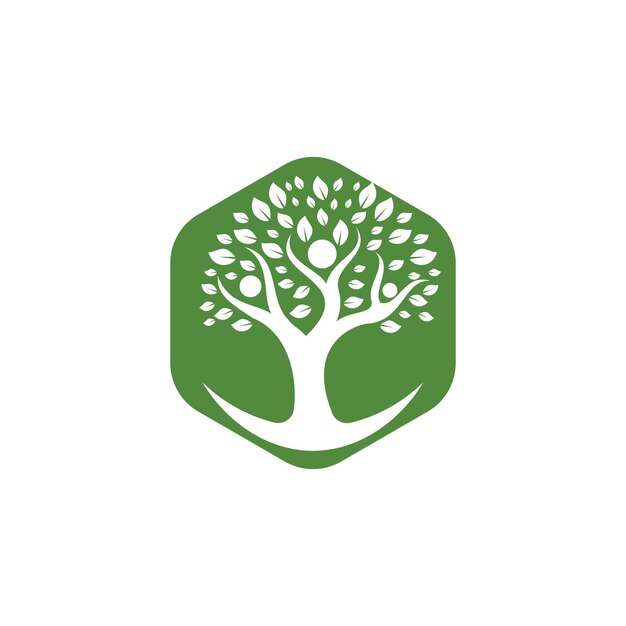Plantilla de diseño de logotipo de concepto de árbol de personas