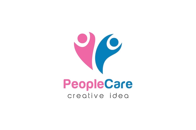 Plantilla de diseño de logotipo de concepto de cuidado de personas creativas