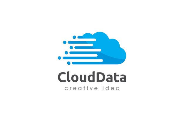 Plantilla de diseño de logotipo de concepto de datos de nube creativa