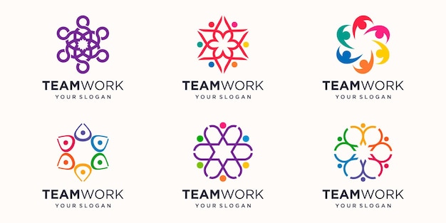 Plantilla de diseño de logotipo de concepto de grupo de personas creativas