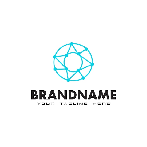 Plantilla de diseño de logotipo de conexión de red de puntos de letra O