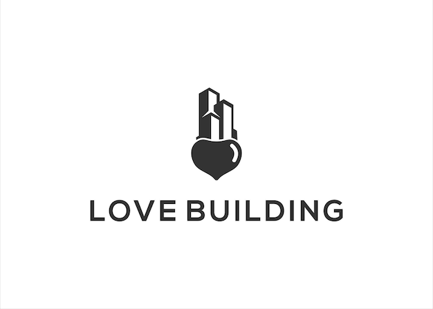 Plantilla de diseño de logotipo de construcción de amor