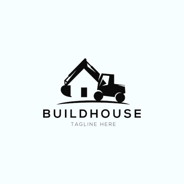 Plantilla de diseño de logotipo de construcción y casa con estilo de espacio negativo