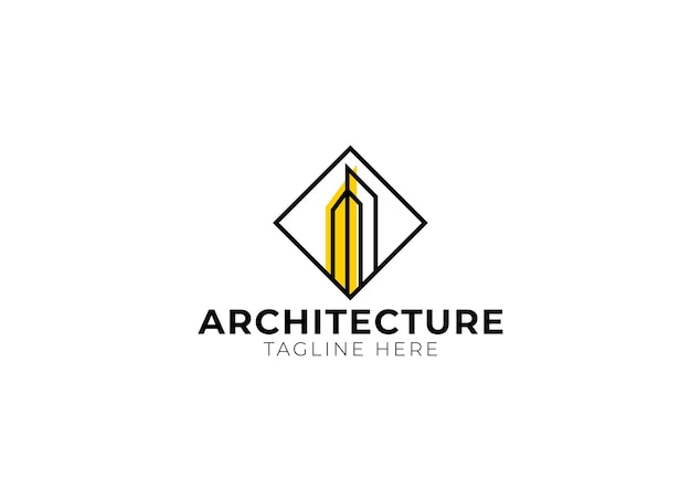 Plantilla de diseño de logotipo de construcción de edificios de arquitectura minimalista