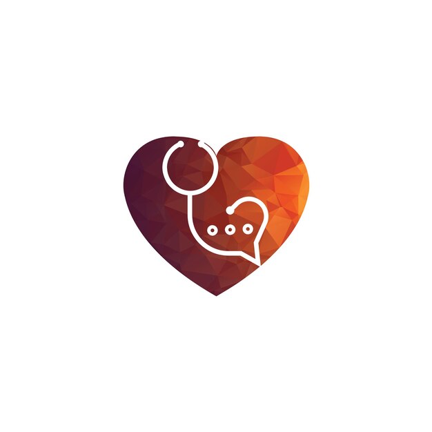 Plantilla de diseño de logotipo de consulta de salud Estetoscopio aislado en símbolo de chat de burbuja