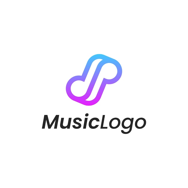 Plantilla de diseño de logotipo de contorno de línea colorida degradado de música icono musical