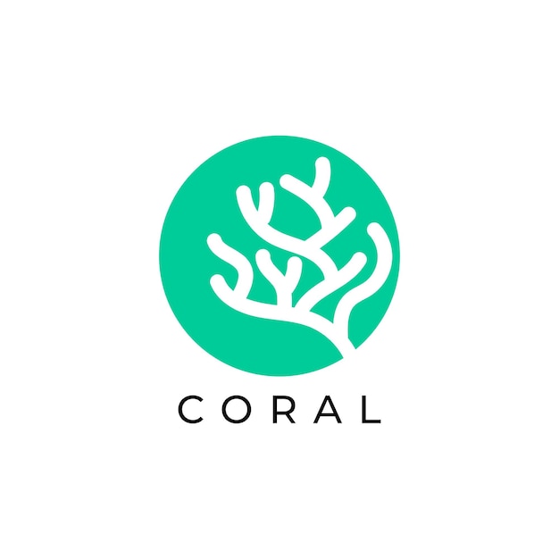 Plantilla de diseño de logotipo de coral de círculo simple