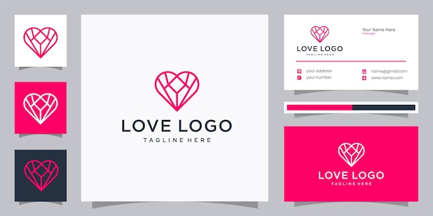 Plantilla de diseño de logotipo de corazón de amor de lujo minimalista