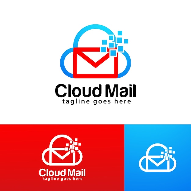 Plantilla de diseño de logotipo de correo en la nube