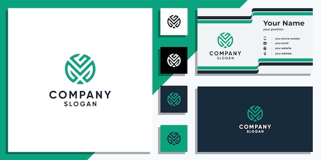Plantilla de diseño de logotipo creativo letra m y tarjeta de visita