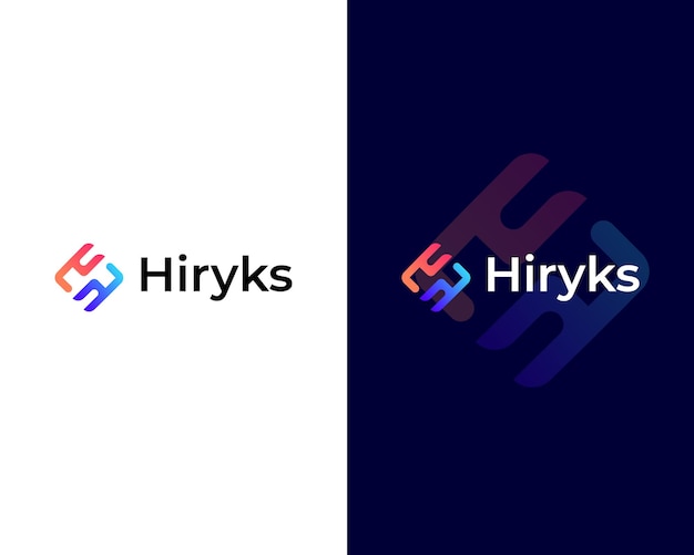 La plantilla de diseño de logotipo creativo de YH de colores mínimos