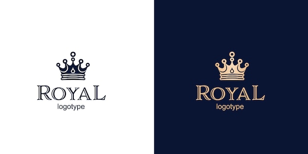 Plantilla de diseño de logotipo Crown Luxury Concept sobre fondo azul y blanco Logotype vector sign