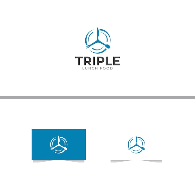 Plantilla de diseño de logotipo de cubiertos de almuerzo triple
